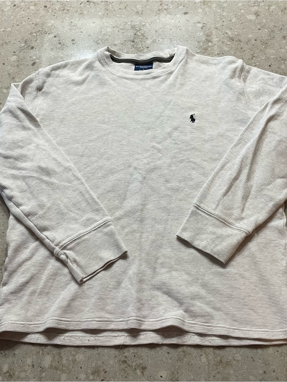 Polo by Ralph Lauren Ivory Waffle-Knit Long Sleeve Crew